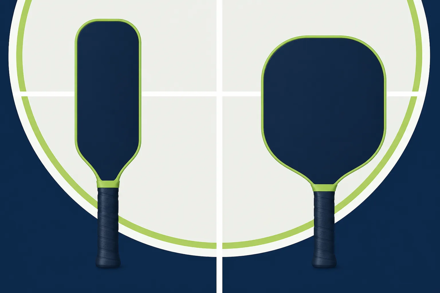 Elongated and widebody pickleball paddle silhouettes compared on court